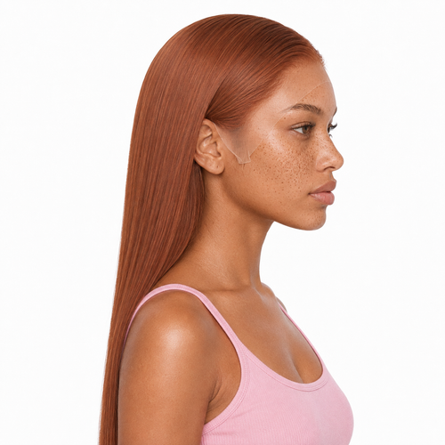 22 inch silky straight dark brown synthetic lace front wig with natural hairline