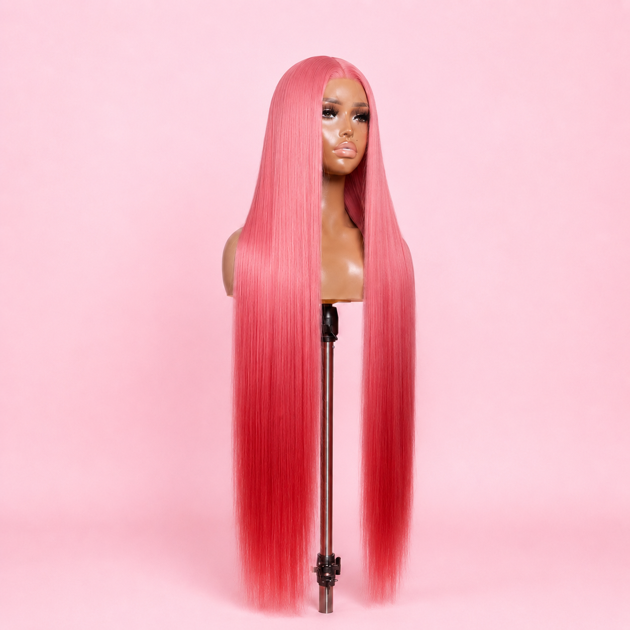 30 inch pink and red ombré straight wig with pre-plucked natural hairline