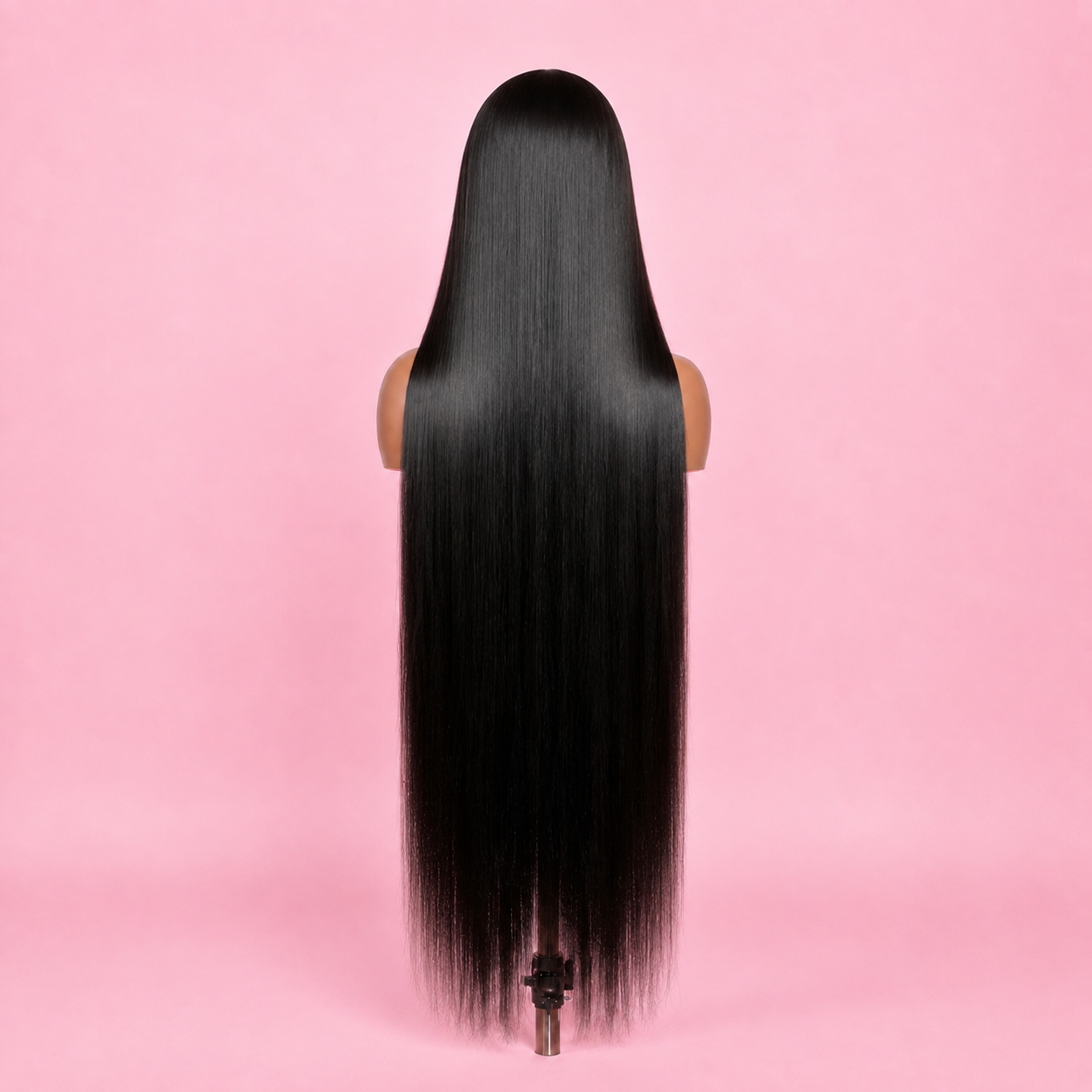 Long black 180% density silky straight lace front wig