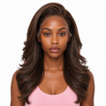 Cocoa long ombré dark brown body wave lace front wig with natural hairline