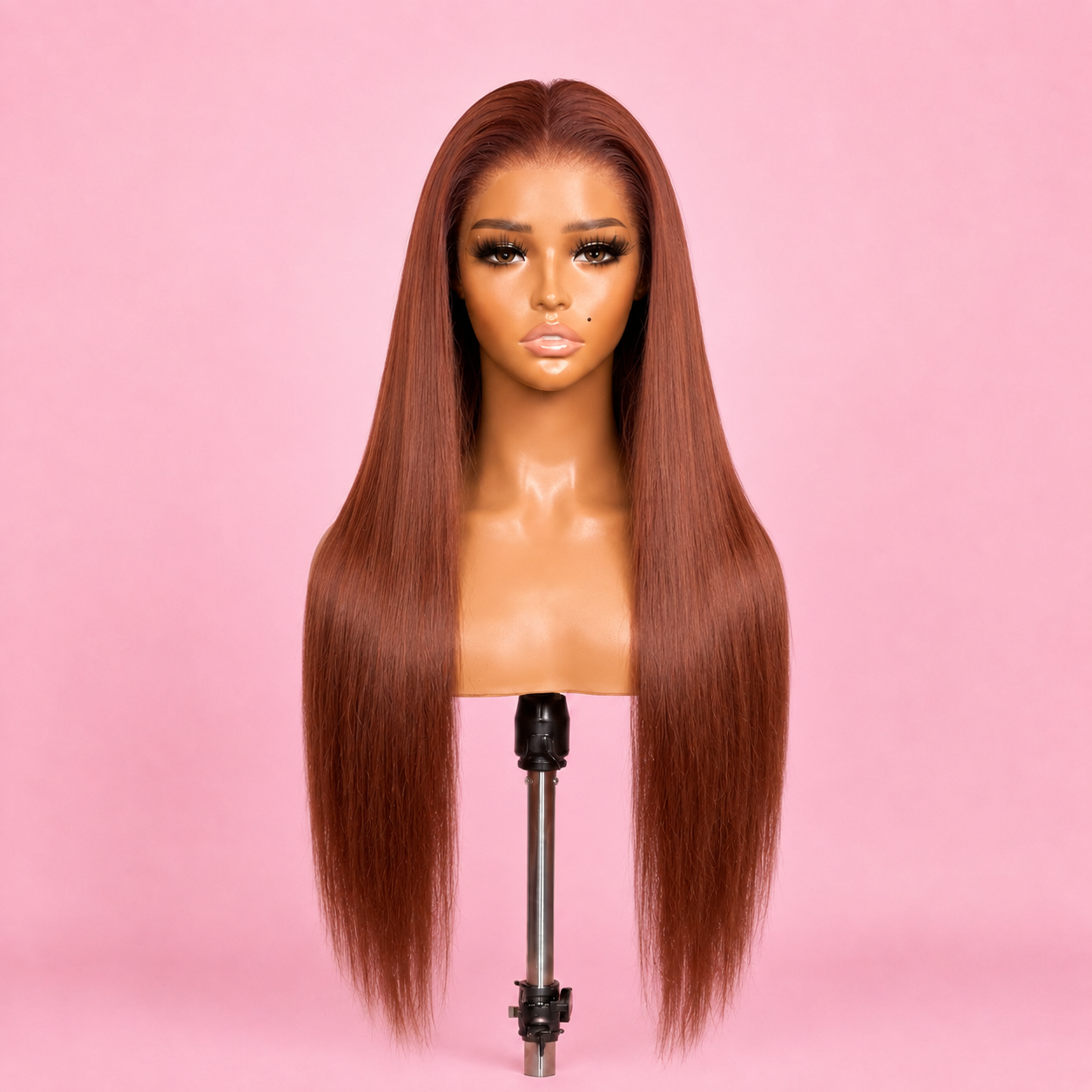 Dark brown glueless lace front wig with pre-plucked natural hairline