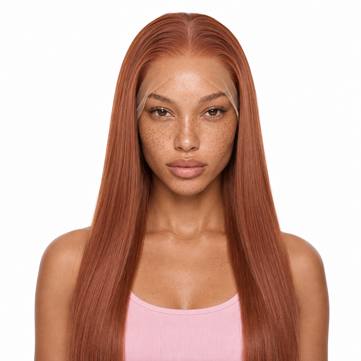 Hazelnut 22 inch dark brown lace front wig with natural pre-plucked hairline