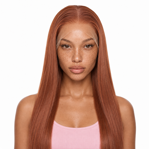 Hazelnut 22 inch dark brown lace front wig with natural pre-plucked hairline