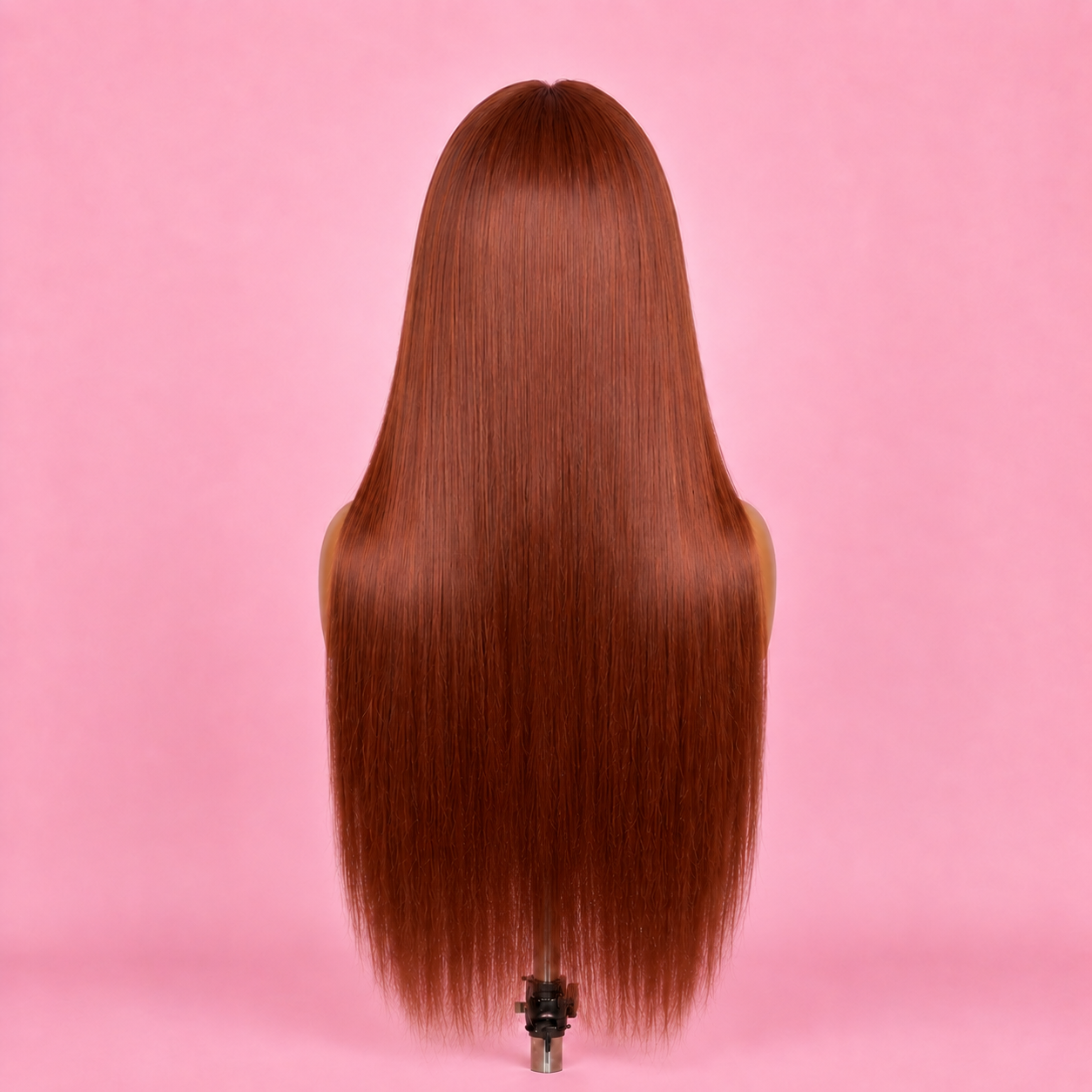 

Hazelnut dark brown synthetic wig with light brown lace and natural-looking hairline