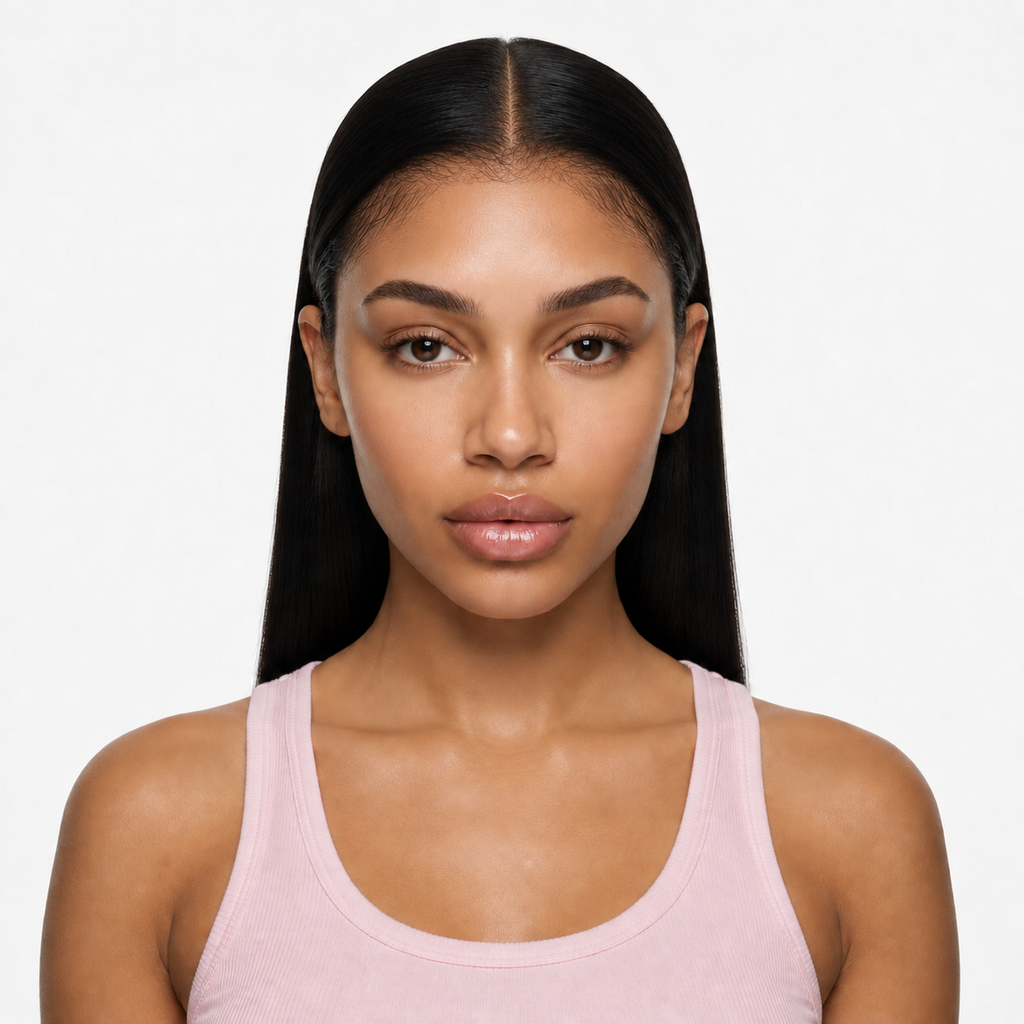 Midnight 30 inch black silky straight lace front wig with natural hairline