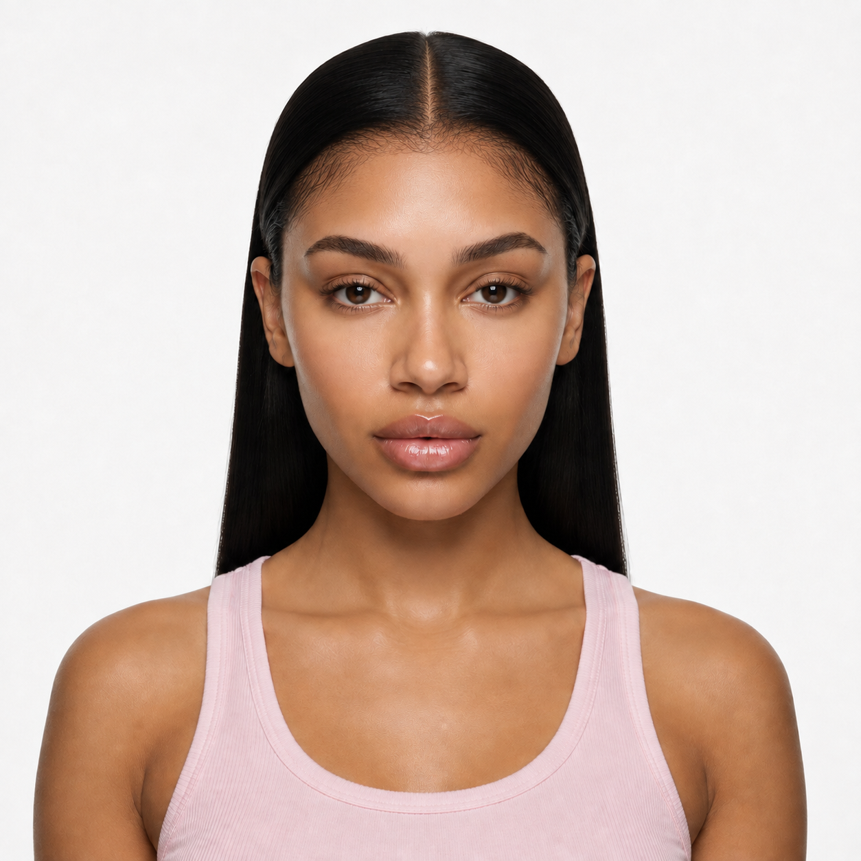 Midnight 30 inch black silky straight lace front wig with natural hairline