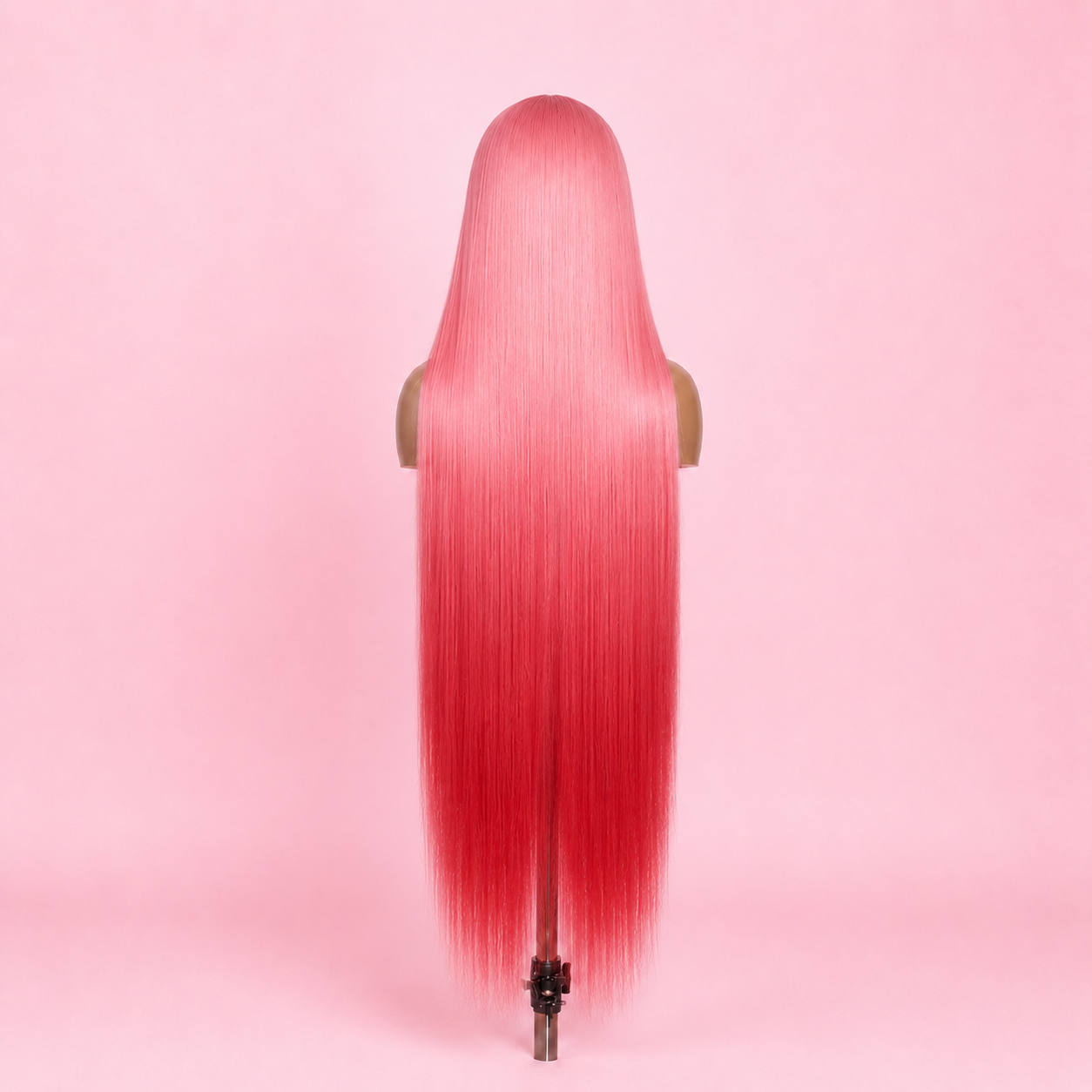 Long ombré pink red silky straight wig with 13x4 Swiss lace front