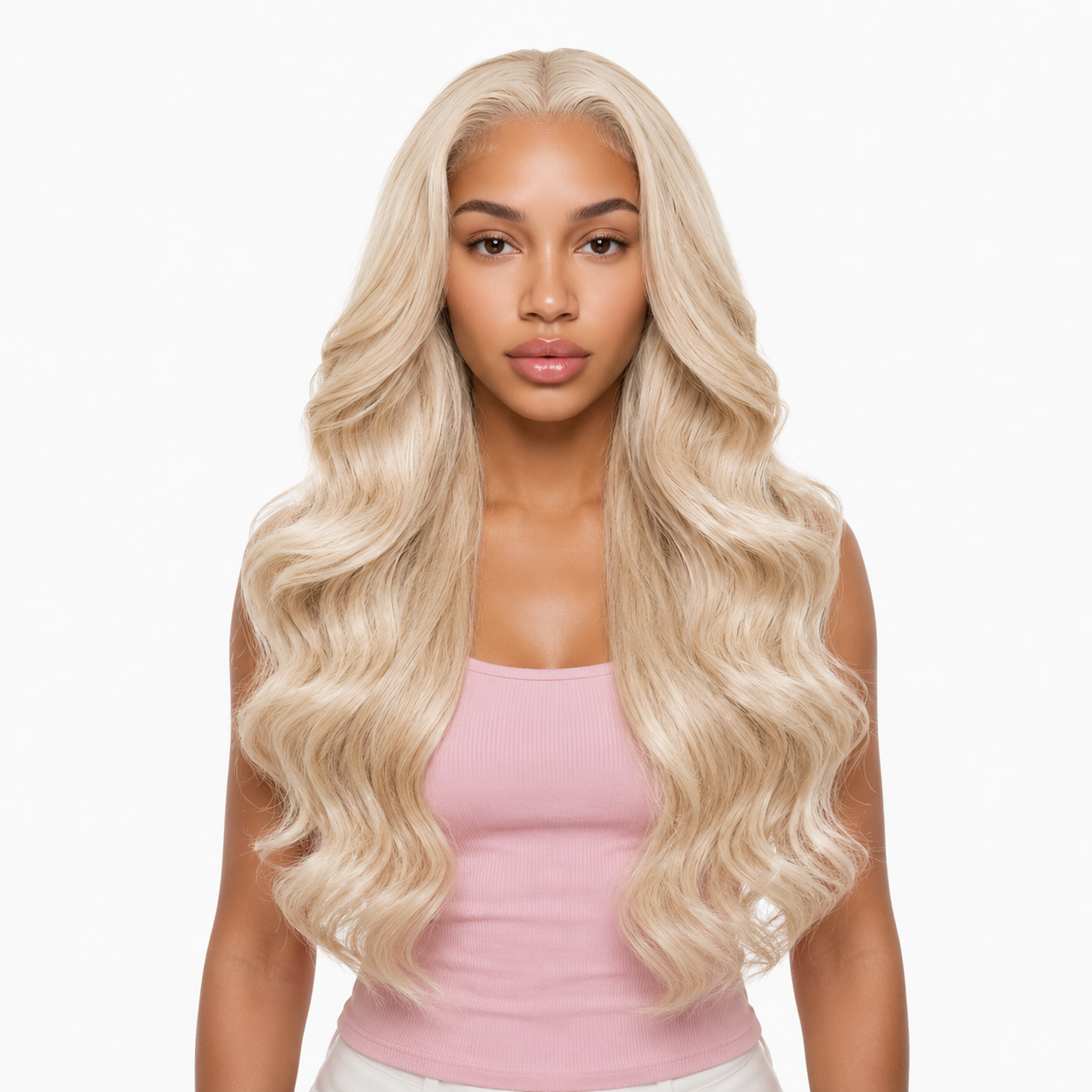 Siren 20 inch blonde body wave lace front wig with natural pre-plucked hairline