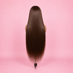30 inch caramel highlight straight wig with glueless lace front