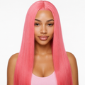 Strawberry 30 inch ombré pink red silky straight lace front wig with natural hairline